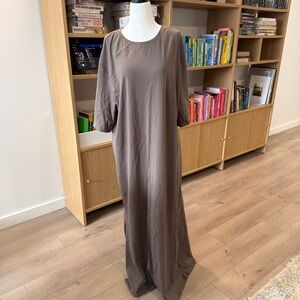 H&M Brown Relaxed Maxi Dress with Long Sleeves